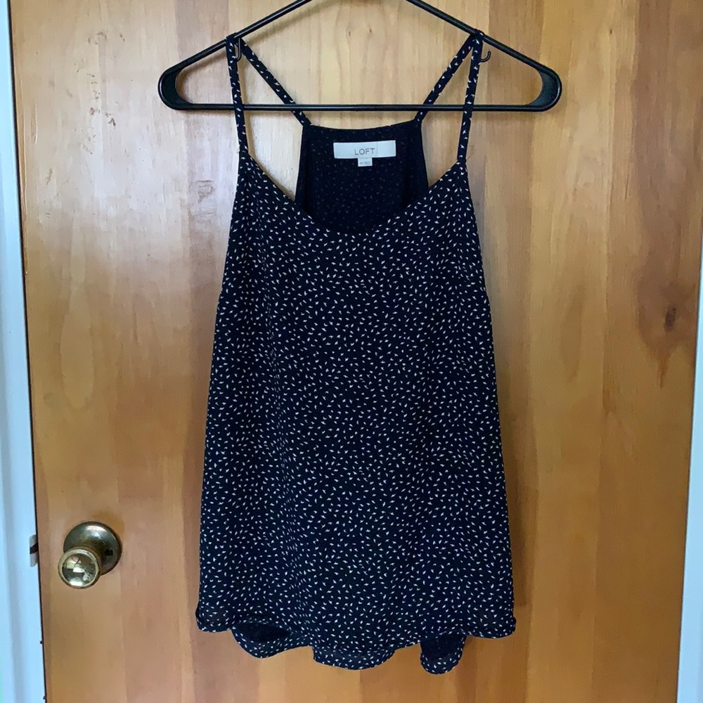 Loft Navy and White Patterned Sleeveless Cami